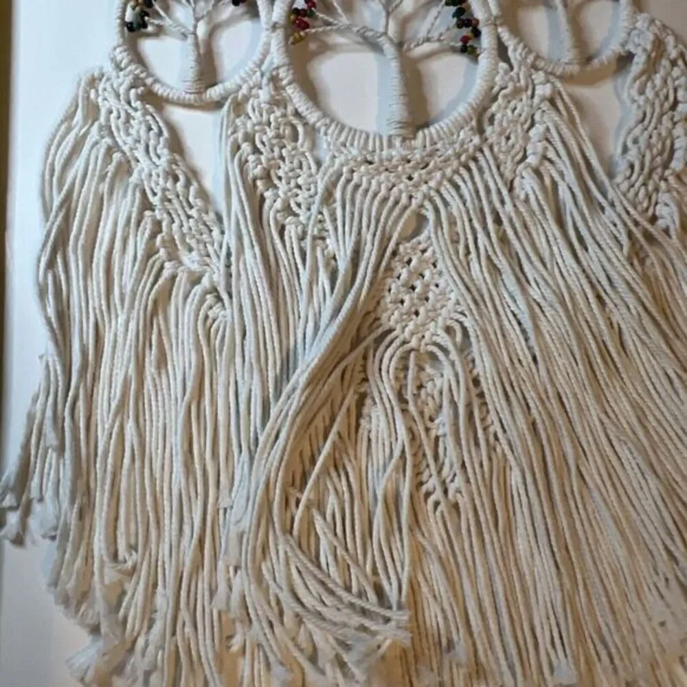 Macrame Tree Of Life White Rope Woven Wall Hanging Tapestry ‎ Boho New Hippy